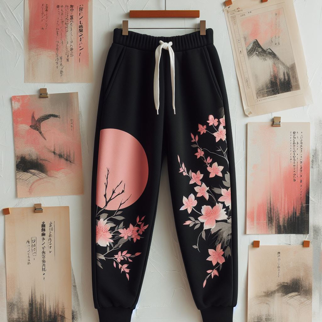 Womens Printed WGJP1 Jogger Pants by Groove - WGJPPRIN1 Black