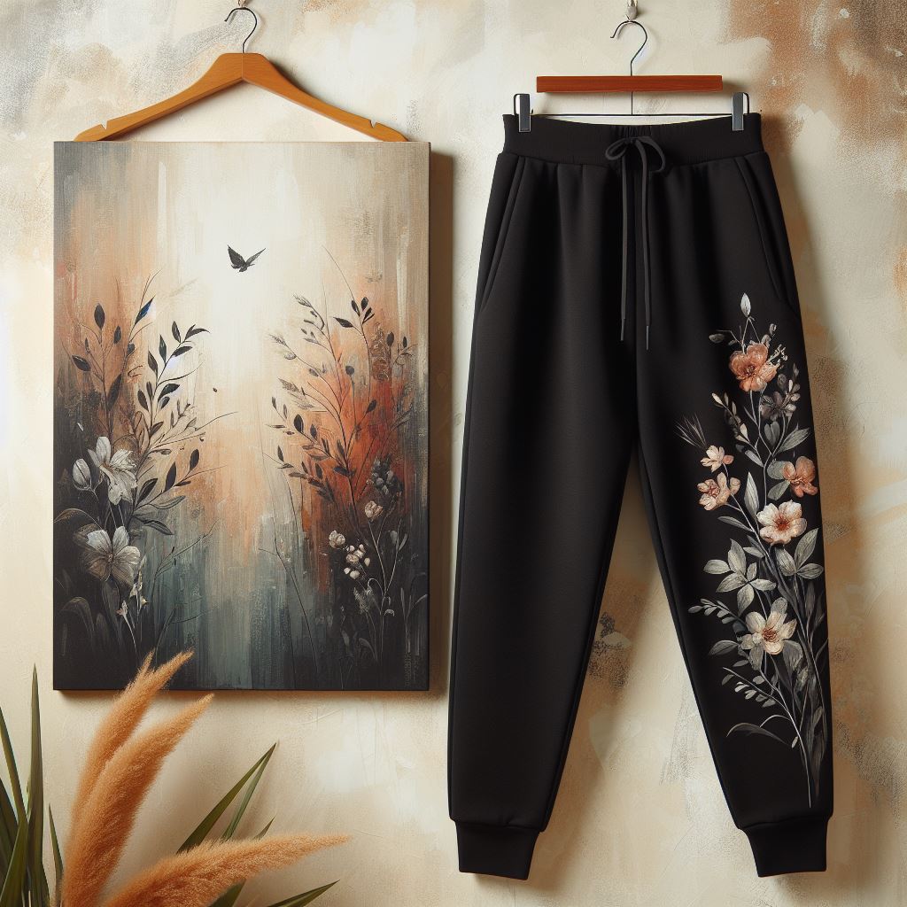 Womens Printed WGJP1 Jogger Pants by Groove - WGJPPRIN11 - Black
