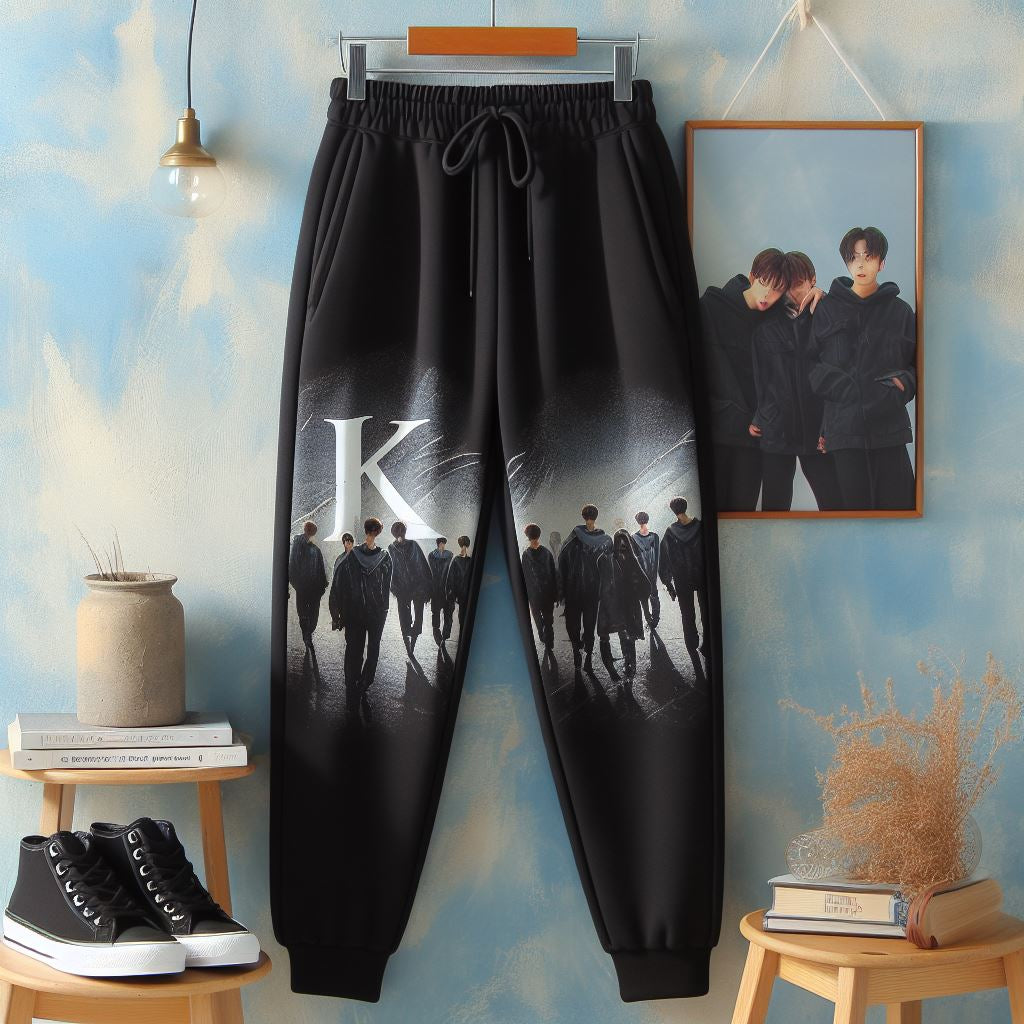 Womens Printed WGJP1 Jogger Pants by Groove - WGJPPRIN3 - Black