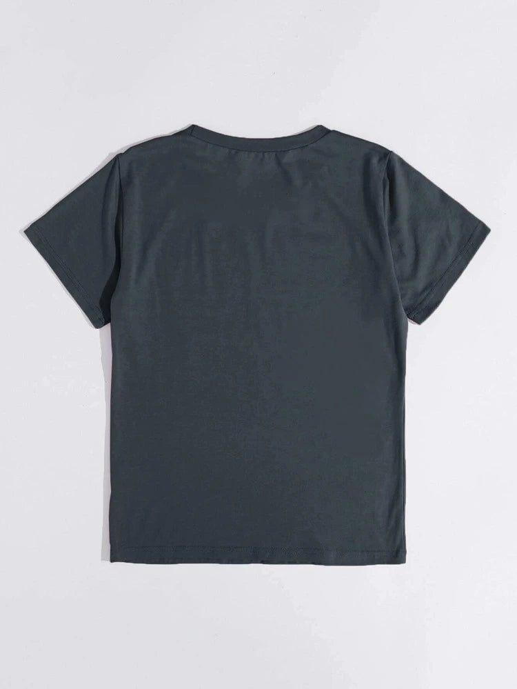 Womens Premium Cotton Printed T-Shirt - APRIN166 - Charcoal