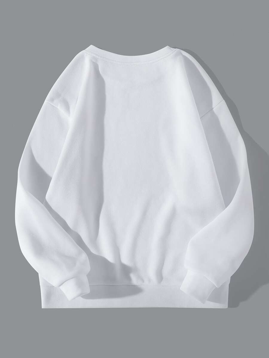 Groove Round Neck Plain Fleece Sweatshirt ARNPFS1 - White