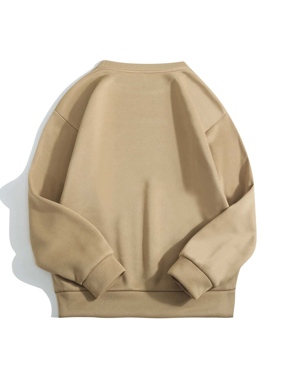 Groove Round Neck Plain Fleece Sweatshirt ARNPFS1 - Cream