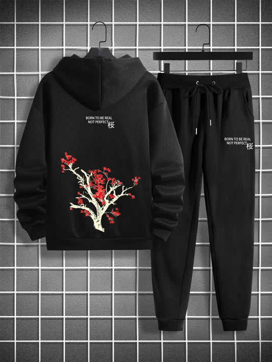 Kangaroo Hoodie and Pants Printed Set - GRUMKANPHS1 - Black Black