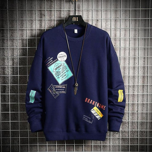 Mens Printed Sweatshirt MPRIN123 - Navy Blue