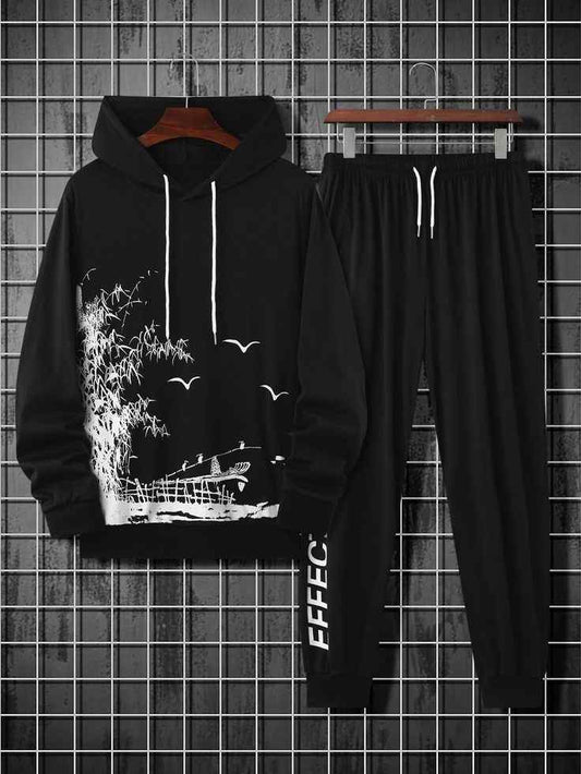 APL Hoodie and Pants Printed Set - GRUMAPLPS1 - Black Black