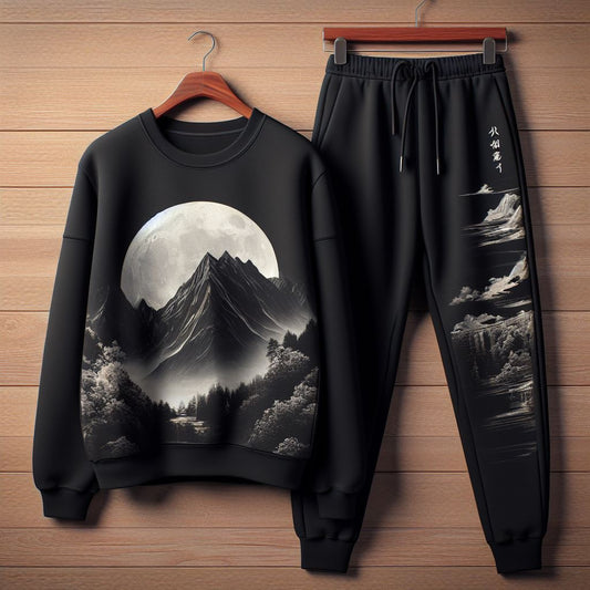 Sweatshirt and Pants Printed Set - GRUMSPS32 - Black Black