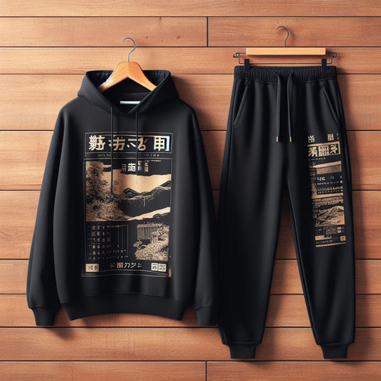 APL Hoodie and Pants Printed Set - GRUMAPLPS8 - Black Black