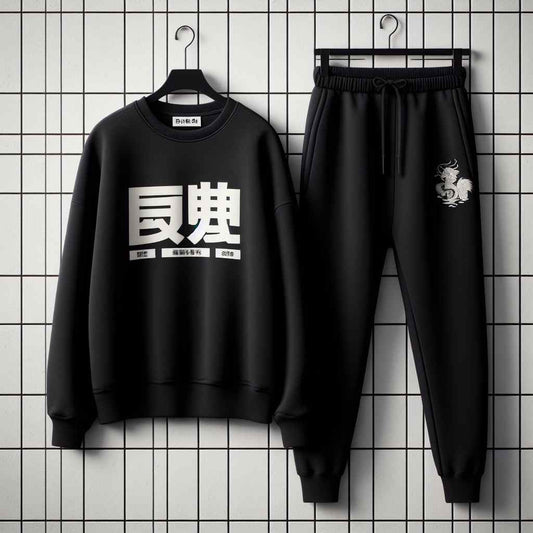 Sweatshirt and Pants Printed Set - GRUMSPS20 - Black Black