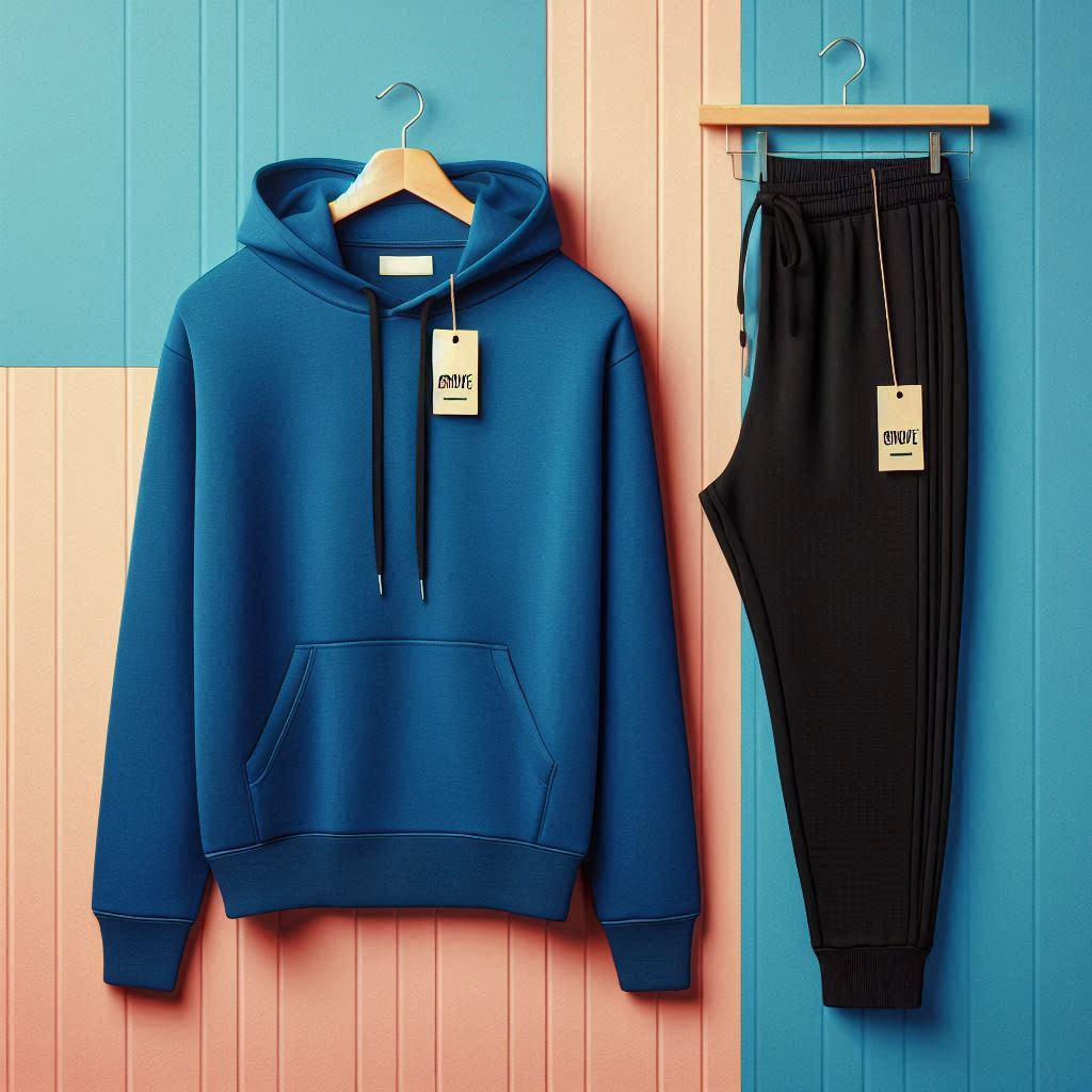 USX Hoodie and Jogger Pants Plain Set - GRUUXHOPS1 - Royal Blue Black