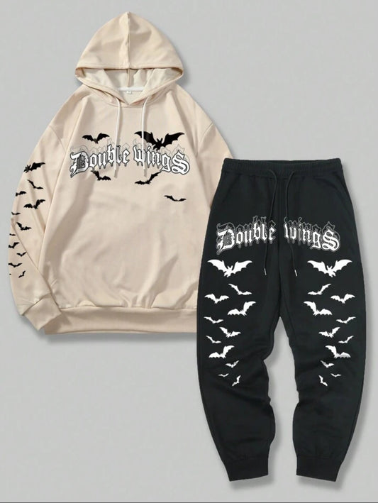 APL Hoodie and Pants Printed Set - GRUMAPLPS2 - Cream Black