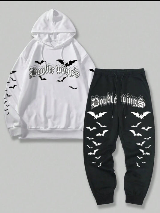 APL Hoodie and Pants Printed Set - GRUMAPLPS2 - White Black