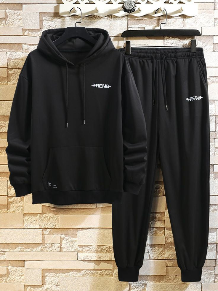 Kangaroo Hoodie and Pants Printed Set - GRUMKANPHS15 - Black Black