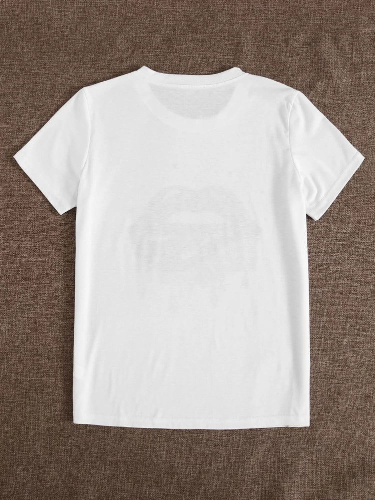 Womens Premium Cotton Printed T-Shirt - APRIN76 - White