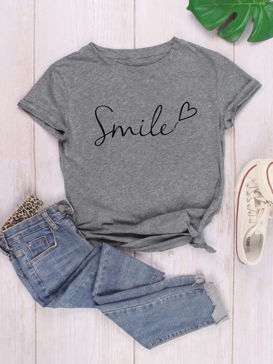 Womens Premium Cotton Printed T-Shirt - APRIN56 - Grey