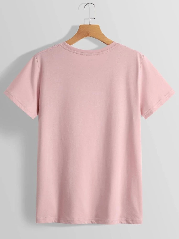 Womens Premium Cotton Printed T-Shirt - APRIN62 - Pink