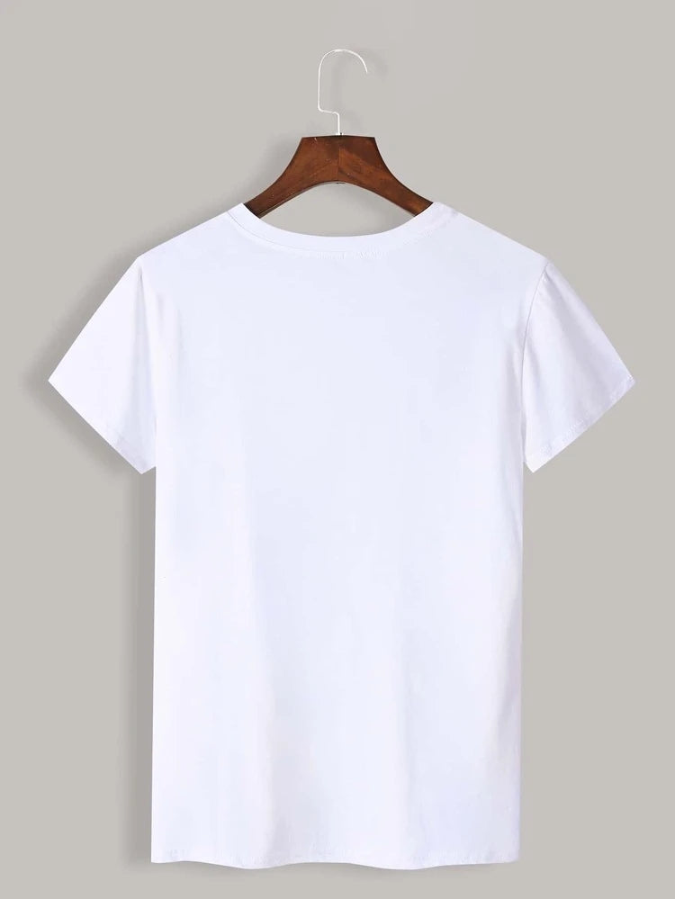 Womens Premium Cotton Printed T-Shirt - APRIN172 - White