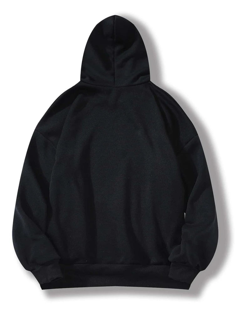 Groove Printed Kangaroo Pocket Hoodie APRIN38 - Black