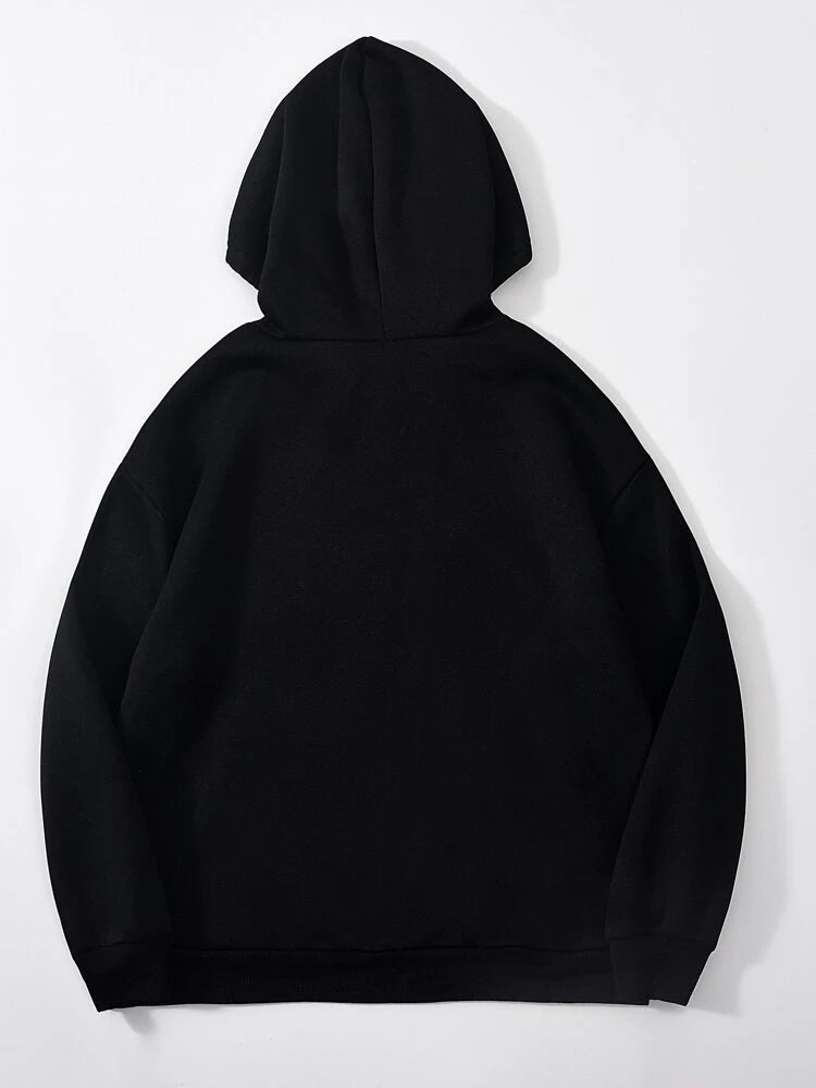 Groove Printed Kangaroo Pocket Hoodie APRIN31 - Black
