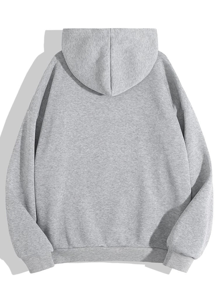 Groove Printed Kangaroo Pocket Hoodie APRIN39 - Grey