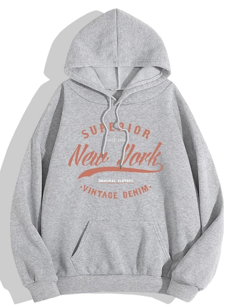 Groove Printed Kangaroo Pocket Hoodie APRIN39 - Grey