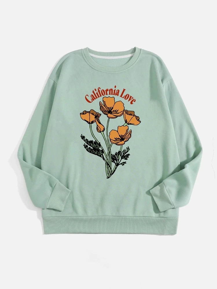 Groove Round Neck Printed Fleece Sweatshirt APRIN40 - Mint Green