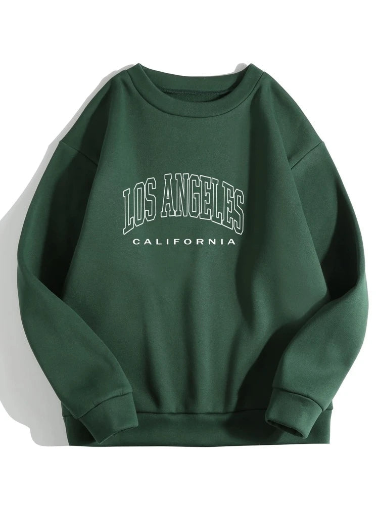Groove Round Neck Printed Fleece Sweatshirt APRIN28 - Green
