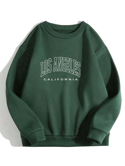 Groove Round Neck Printed Fleece Sweatshirt APRIN28 - Green