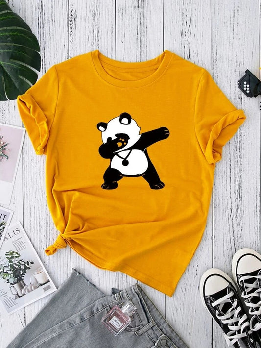 Womens Premium Cotton Printed T-Shirt - APRIN155 - Yellow