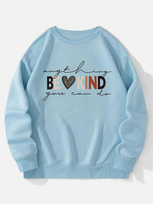 Groove Round Neck Printed Fleece Sweatshirt GRWPR2 - Light Blue