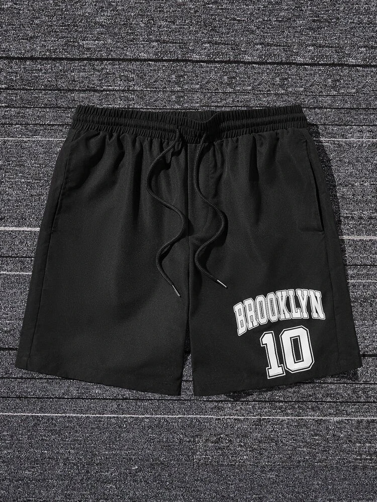 Mens Printed Cotton Shorts - GMPSR4 - Black