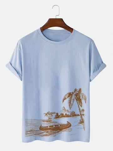 Mens Premium Cotton Printed T-Shirt - GRMPR36 - Blue