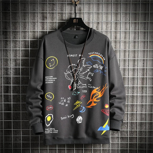 Mens Printed Sweatshirt MPRIN103 - Charcoal