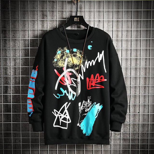 Mens Printed Sweatshirt GRMPR4 - Black