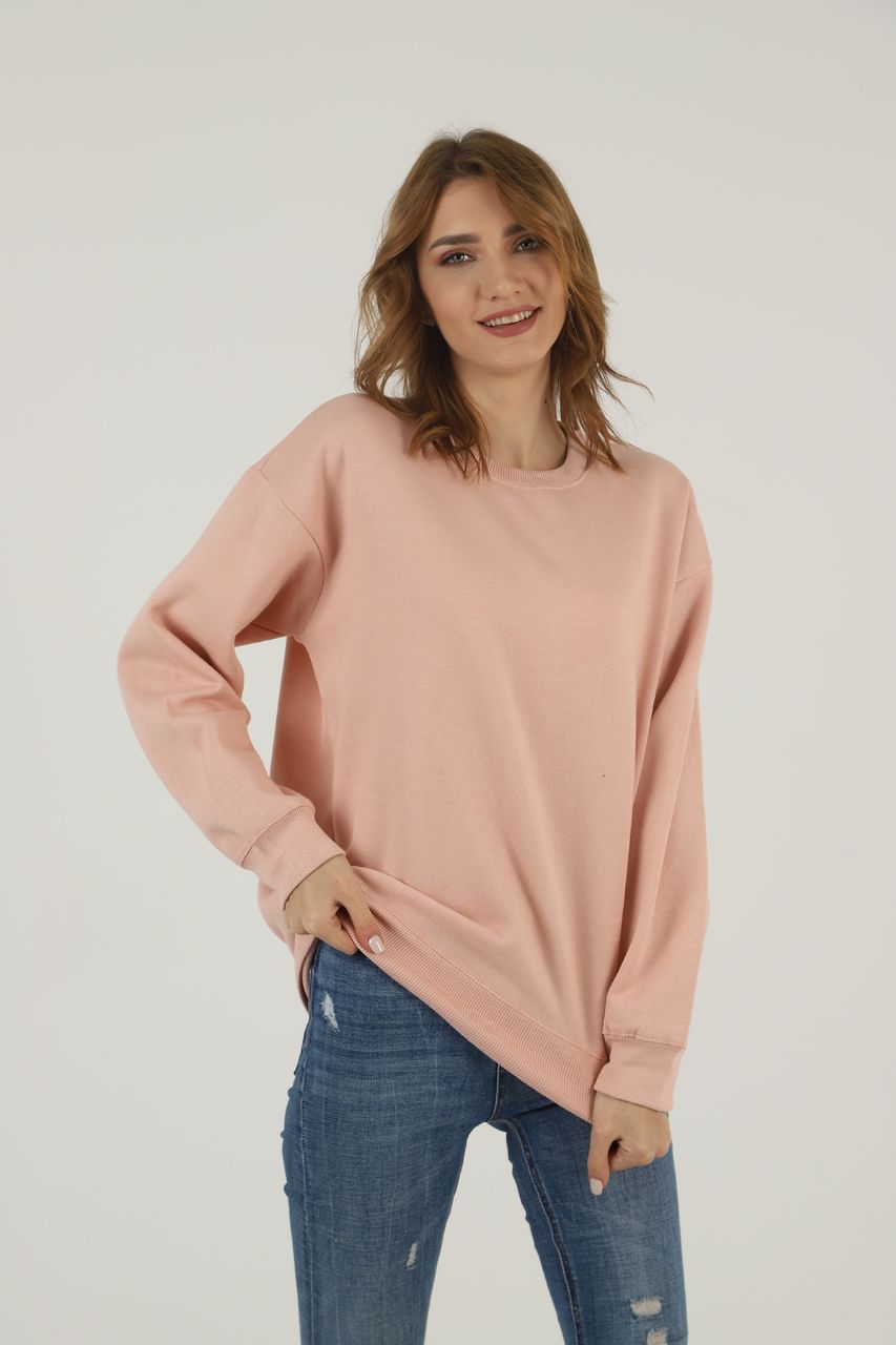 Groove Round Neck Plain Fleece Sweatshirt ARNPFS1 - Pink